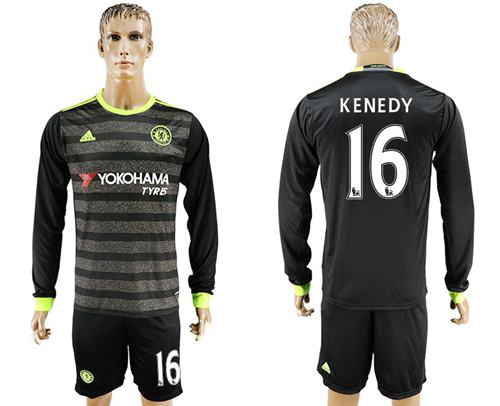 Chelsea #16 Kenedy Sec Away Long Sleeves Soccer Club Jersey - Click Image to Close